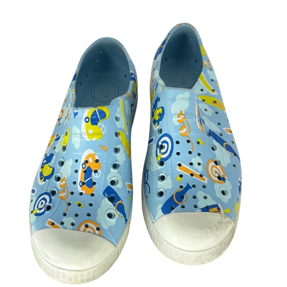 Native Kids Jefferson Slip-On Shoes Blue Orange Print Size 13
